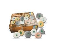Yellow Door Lowercase Alphabet Pebbles | ABC Spelling lowercase letter Stones | Educational Toy for kids age 2 3 4 5 | Durable Outdoor Learning | Set of 26 | phonics and CVC words | literacy | words
