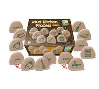 Yellow Door Mud Kitchen Process Stones | Set of 10 double-sided sequencing stones | role play cooking and baking | mud kitchen toys and accessories | for kids aged 2 3 4 5 | outdoor learning | recipe