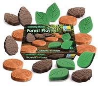 Yellow Door Scenery Stones: Forest Play | Set of 18 Stones |Leaves, Log Slices, Pine Cones | Small World Pretend Play| Imaginative Play Kids Age 2 3 4 5| Outdoor Learning | Miniature Model Landscapes