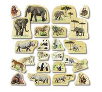 Yellow Door set of 12 Endangered Animal Families Wooden Characters | early educational learning | safari jungle animals toy figurine | small world pretend play set