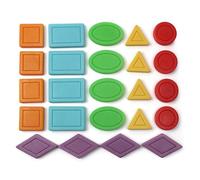 Yellow Door Shape and Colour Stones | Set of 24 stones red circle, yellow triangle, green oval, blue rectangle, orange square, purple diamond | Early Educational Maths toys for kids age 2 3 4 5