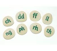 Yellow Door Welsh Phoneme Alphabet Pebbles | ABC Spelling lowercase letter stones | Educational Toy for kids age 2 3 4 5 | Durable Outdoor Learning | Set of 8 | Welsh phonics | language literacy