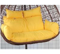 Yellow Double Hanging Basket Swing Egg Chair Cushion Waterproof 2 Seater Hammock with Removable Headrest Outdoor Patio Furniture Comfort Upgrade