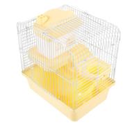 Yellow Double Layer Hamster Cage Stable Easy Clean Plastic Wire