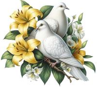 Yellow Dove Floral Vinyl Decals, Bird Stickers for Walls, Phone and Tiles | Cover Marks, Opaque Finish, No White Edges, Weatherproof, UK Manufactured, Flower Design Use on Bins, Cars, Laptops and Cups