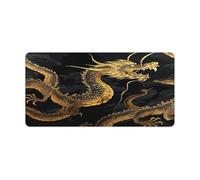 Yellow Dragon Black Background Desk Mat Exquisite Large Mouse Mat Non-Slip Mouse Pad Waterproof Desk Blotter Pad Rubber Base Mousepad for Computer Keyboard Home Office Accessories 24x12in