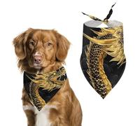 Yellow Dragon Black Background Dog Bandanas - Cute Pet Scarf for Dogs Cats Triangle Kerchief Bibs Soft Breathable Pet Bandanas Fashion Accessory for Puppy Small Medium Large Pets