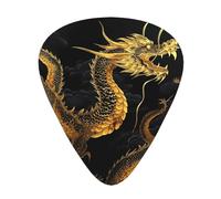Yellow Dragon Black Background Guitar Plectrums, 12 Pcs Lightweight Guitar Plectrums, 0.46mm/0.71mm/0.96mm Thickness For Acoustic Guitar Acoustic Electric Guitar Ukulele Bass