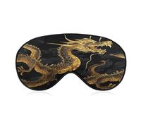 Yellow Dragon Black Background Sleeping Mask Sleep Mask for Side Sleeper Relaxing Zero Pressure Night Blindfold Light Block-Out Eye Mask for Sleep with Easy Adjustable Strap