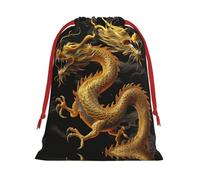 Yellow Dragon Black Background Ultra Soft Velvet Gift Bag, Comfortable To The Touch, Reusable