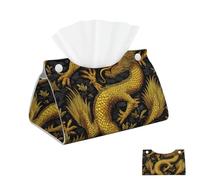 Yellow Dragon Black Tissue Box Cover Square Cube Boxes