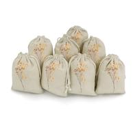 Yellow Dried Flowers Drawstring Goody Bag 8 Pcs Reusable Gift Bags Cotton And Hemp Bunches Pocket for Halloween Christmas Parties