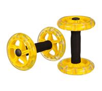 Yellow Dual Wheel Ab Roller with 330lbs Capacity for Core Training | PVC PP Stainless Steel Build, Foldable Frame with Non Slip Handles, for Gym Sessions and Home Floors