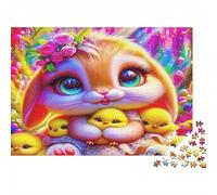Yellow Duck 100% Recycled Cardboard Bunny & Duckling in Blooms 1000Pc Jigsaw Puzzles Adults Unique Classic Educational Games 38x26cm/1000pcs