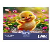 Yellow Duck 100% Recycled Cardboard Yellow Duckling in Flowery Waterside 1000 Piece Jigsaws for Adults Unique Classic Educational Games 70x50cm/1000pcs