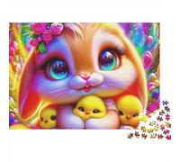 Yellow Duck 1000-Piece Jigsaw Puzzle Bunny Hugging Tiny Duckling- Classic Educational Game for Adults 38x26cm/1000pcs