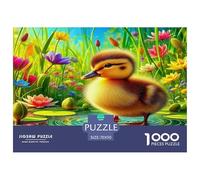 Yellow Duck 1000 Piece Recycled Paper Puzzle -Duckling Lotus Pond Peaceful Cheerful Scenic Puzzles for Adults Gifts Educational Game Challenge Wall Decor70x50cm/1000pcs