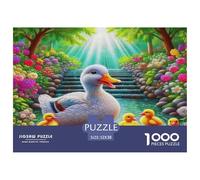 Yellow Duck 1000 Piece Recycled Paper Puzzle Game - Duck Family Garden Path Serene Cheerful Scenic The Whole Family Activity for Home Wall Decoration52x38cm/1000pcs