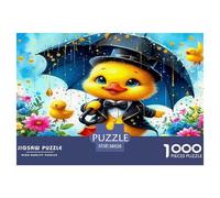 Yellow Duck 1000 Piece Recycled Paper Puzzle Game - Rubber Duck Rain Cute Whimsical Cheerful The Whole Family Activity for Home Wall Decoration38x26cm/1000pcs