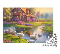 Yellow Duck 1000 Piece River Duck Family Cardboard Jigsaw Puzzle for Adults 14+ Kids 12+ Brain Training Stress Relief Collectible Item Missing Piece Guarantee 38x26cm/1000pcs