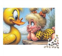 Yellow Duck 1000 Pieces Duck And Girl Recycled Cardboard Jigsaw Puzzle for Kids 12+ Brain Training Educational Enlightenment Missing Piece Guarantee Value for Money 38x26cm/1000pcs