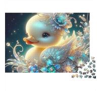 Yellow Duck 1000 Pieces Jewel Duck Recycled Cardboard Jigsaw Puzzle for Family Game Night Brain Training Educational Enlightenment Missing Piece Guarantee 38x26cm/1000pcs