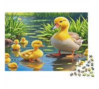 Yellow Duck 1000 Pieces Puzzle Premium Cardboard Ducks in Pond Challenging Puzzle Enthusiasts Adults Mental Stimulation Cognitive Development Solo Leisure Play 38x26cm/1000pcs