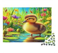 Yellow Duck 1000 Pieces Sturdy Cardboard Jigsaw Puzzles Family Educational Challenging Parent-Child Fun Party Ducks in The Grass Puzzle Game Holiday Indoor Leisure 38x26cm/1000pcs