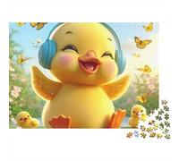 Yellow Duck 1000pc Headphones Duck Thick Cardboard Jigsaw Puzzle for Stress Relief Seekers Christmas Gathering Home Decor Home Leisure Time Social Icebreaker 52x38cm/1000pcs