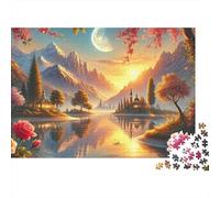 Yellow Duck 1000pc Moon Lake View Heavy-duty Cardboard Jigsaw Puzzle for Brain Teaser Lovers Team Building Home Leisure Time Value for Money 38x26cm/1000pcs