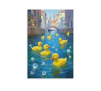Yellow Duck 3D Wall Décor Canvas Duckling & Canal Wall Art Print Ready to Hang Canvas Print - Delicate Photograph - Modern Art 12x18inch(30x45cm)