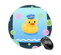 Yellow Duck and Bubble Pattern Mouse Pad Round Laptop Mouse Mat Cute Computer Mousepad Keyboard Pad Non-Slip Desk Pads for Gaming Office Work Home