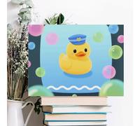 Yellow Duck And Bubble Pattern Wall Decor For Living Room Large Canvas Wall Art For Bedroom Modern Office Pictures Wall Artwork Landscape Paintings Canvas Art Prints Home Decorations 16x12inch(40x30cm