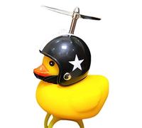 Yellow Duck Bicycle Bell,Rubber Duck Car Ornaments Cool Yellow Duck Car Dashboard Decorations Squeaky Duck With Propeller Helmet For Car Ccessories Dashboard-Mihauuke