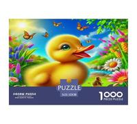 Yellow Duck Challenging Puzzles 1000 Pc - Duckling Meadow Butterflies Cheerful Lively for Men And Women Recycled Paper Suitable for Wall Decompression52x38cm/1000pcs