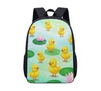 Yellow Duck Corn Tortilla 17 Inch Backpack Cute Cartoon Pond Theme Kids School Bag Novelty Travel Rucksack (03)