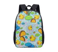 Yellow Duck Corn Tortilla 17 Inch Backpack Cute Cartoon Pond Theme Kids School Bag Novelty Travel Rucksack (01)
