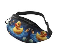 Yellow Duck Fanny Pack Space Duck Crossbody Bag Galaxy Duck Hands-Free Bag Tourists 14X35CM