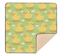 Yellow Duck Green Cute Foldable Baby Playmat for Floor Comfortable Activity Gym Mat for Newborns Babies Infants Toddlers, 50'' x 50''