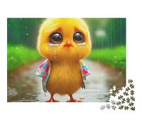 Yellow Duck Hard 1000 Piece Puzzle for Adults Sad Duckling in Rain on Country Path Premium Thick Sturdy Vibrant Challenging Stress Relief 52x38cm/1000pcs