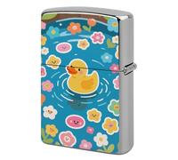 Yellow Duck in Pond Lighter Case Metal Double-Sided Lighter Cover Pocket Lighters Sleeve Windproof Lighters Accessories for Men Women
