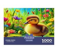 Yellow Duck Jigsaw Puzzle 1000 Piece -Duckling Lotus Pond Peaceful Cheerful Scenic Puzzles for Adults Gifts Recycled Paper Educational Game Decompression52x38cm/1000pcs