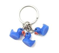 Yellow Duck Keychain Family Cute Cartoon Animal Colorful Bag Key Chain Keyring Ornament Bag Purse Charm Accessories (Blue)