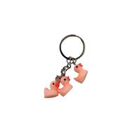 Yellow Duck Keychain Family Cute Cartoon Animal Colorful Bag Key Chain Keyring Ornament Bag Purse Charm Accessories (Pink)