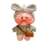 Yellow Duck Plush Toy - 30cm Stuffed Animal Doll, Soft Cartoon With Stylish Glasses, kawii Duckie Trendy Outfit | Decorative Ornament For Living Room Bed Office Desk Kids Room, Playful Gift Children