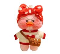 Yellow Duck Plush Toy - 30cm Stuffed Animal Doll, Soft Cartoon With Stylish Glasses, kawii Duckie Trendy Outfit | Decorative Ornament For Living Room Bed Office Desk Kids Room, Playful Gift Children