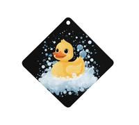 Yellow Duck Sitting in Bathtub Car Air Freshener Aromatherapy Tablets Hanging Scented Cards for Rooms Bathrooms Wardrobe Rhombus