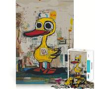 Yellow Duck with Big Heart Graffiti Art 1000 Piece Jigsaws for Adults Think Training Play Tight Lock No Loose Pieces Unique Gift for Stress Relief (50x75cm)