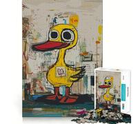 Yellow Duck with Big Heart Graffiti Art Adults 1000 Pieces Puzzle Mental Focus Game Premium Laser Cut Quality Family Fun Night Activity (38x26cm)