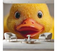 Yellow Duckling Face Print Canvas Peel and Stick Wallpaper Mural Farm Animals Large Removable Self-Adhesive Feature Accent Wall Coverings for Bedroom 200x140 cm